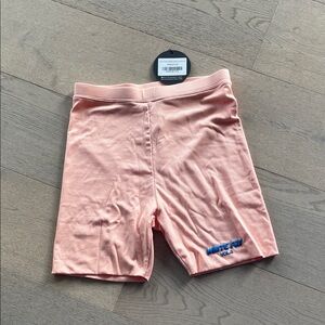 White Fox - Peach colour Biker Shorts with Blue Logo. NWT